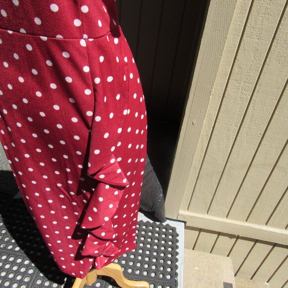 #374  NEW WOMEN'S RED POLKA DOT DRESS BY OXIULI FASHION  (SIZE 14) - Picture 2 of 3